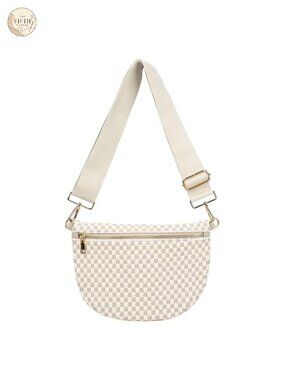 Woven Vegan Leather Crossbody Belt Bag Adjustable Strap